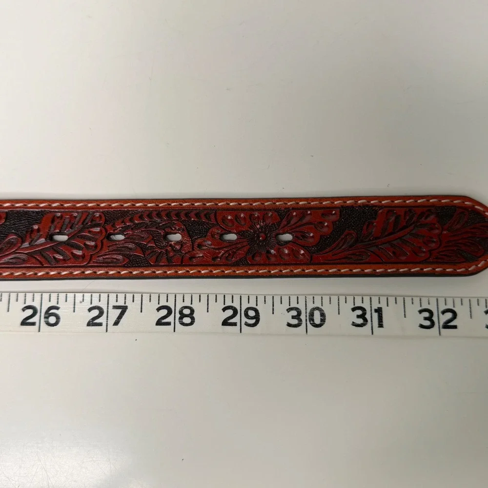 Unbranded Leather Belt Strap Unisex Brown Floral Tooled‎ Western Boho 28